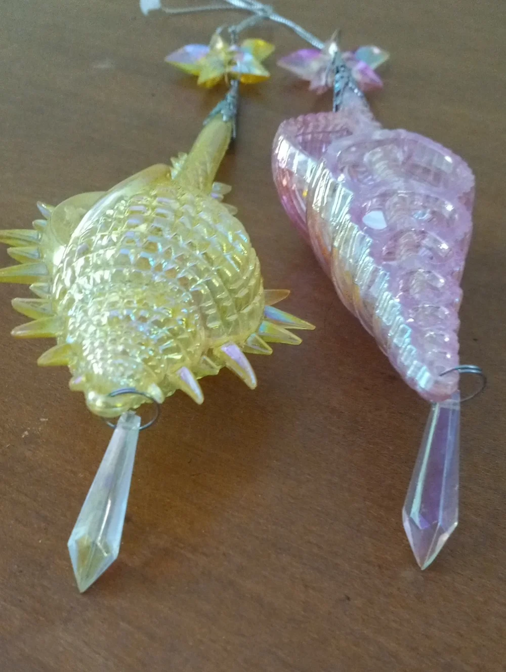 Kurt Adler Yellow and Pink Seashell Drop Holiday Ornaments — Set of 2